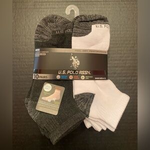 U.S.‎ POLO ASSN. Men's 10 Pack Cushion Comfort Quarter Crew Socks Size 6-12